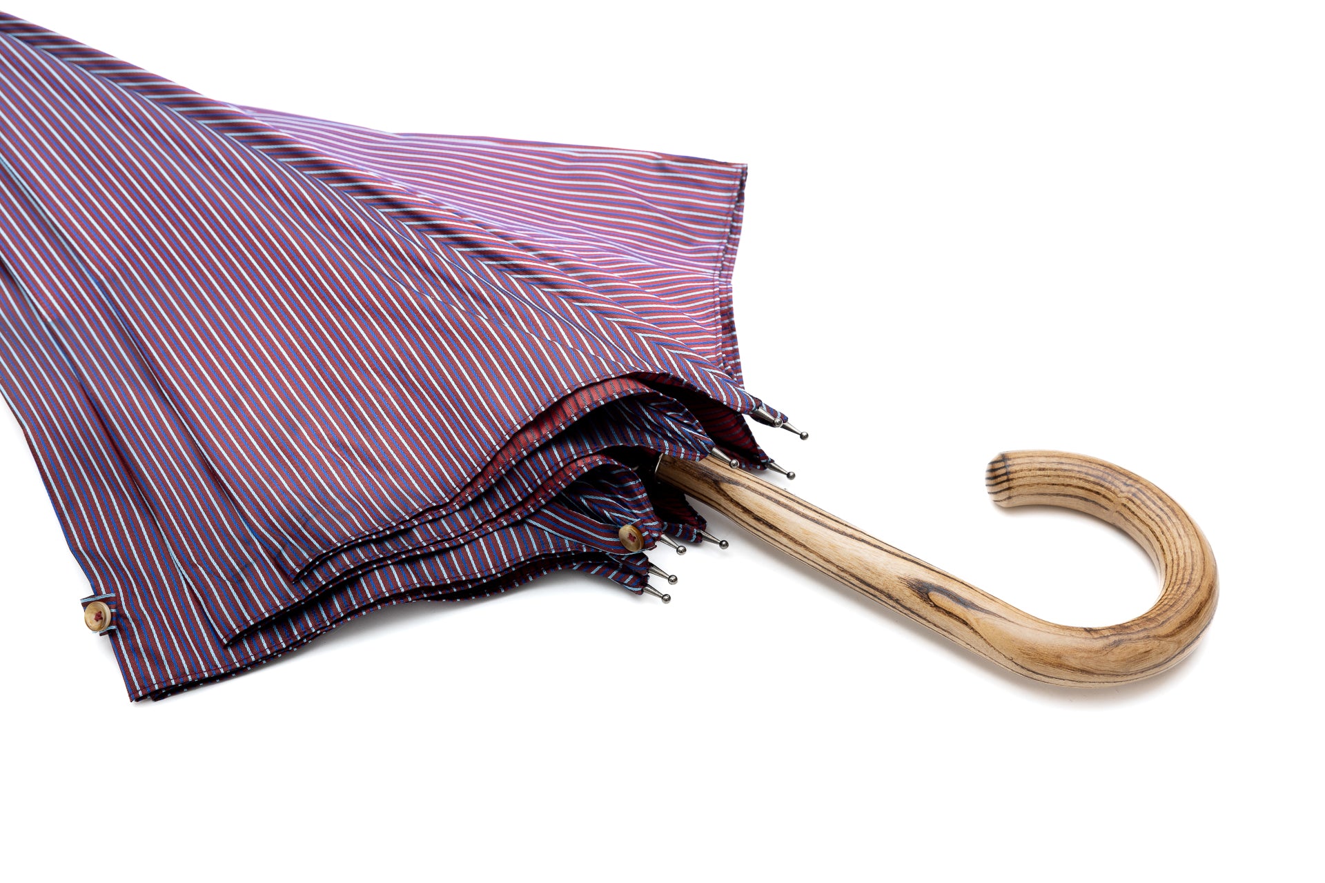 Mario Talarico Purple Striped Umbrella in Hickory Wood
