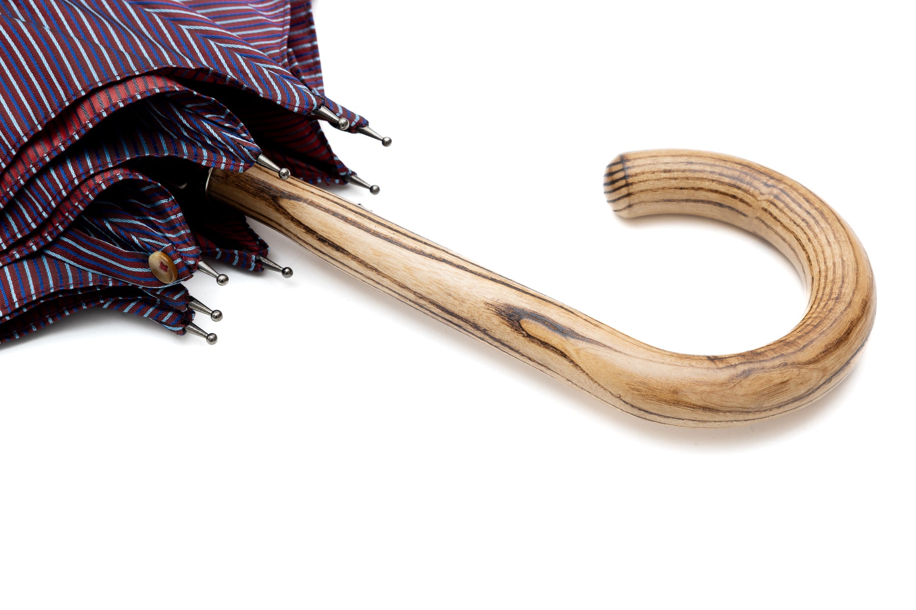 Mario Talarico Purple Striped Umbrella in Hickory Wood