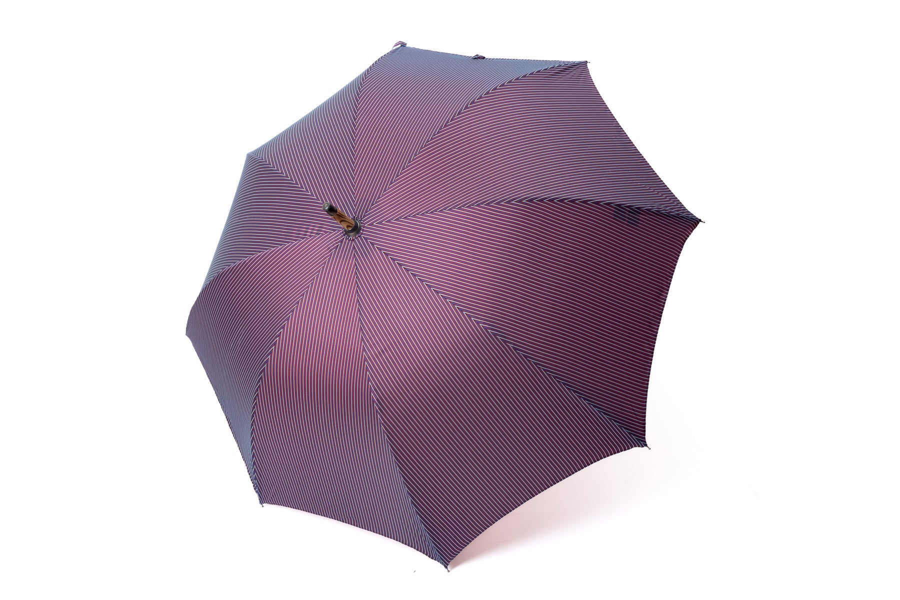 Mario Talarico Purple Striped Umbrella in Hickory Wood