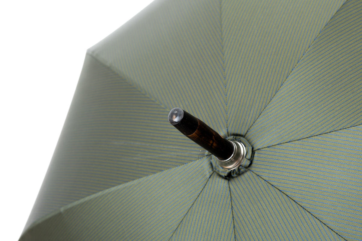 Mario Talarico Green Umbrella with Blue Stripes in Hickory Wood
