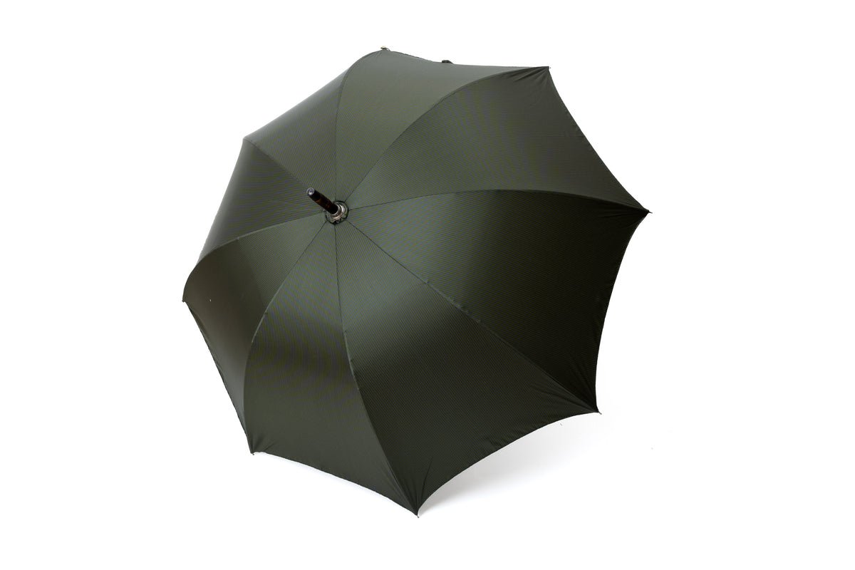 Mario Talarico Green Umbrella with Blue Stripes in Hickory Wood