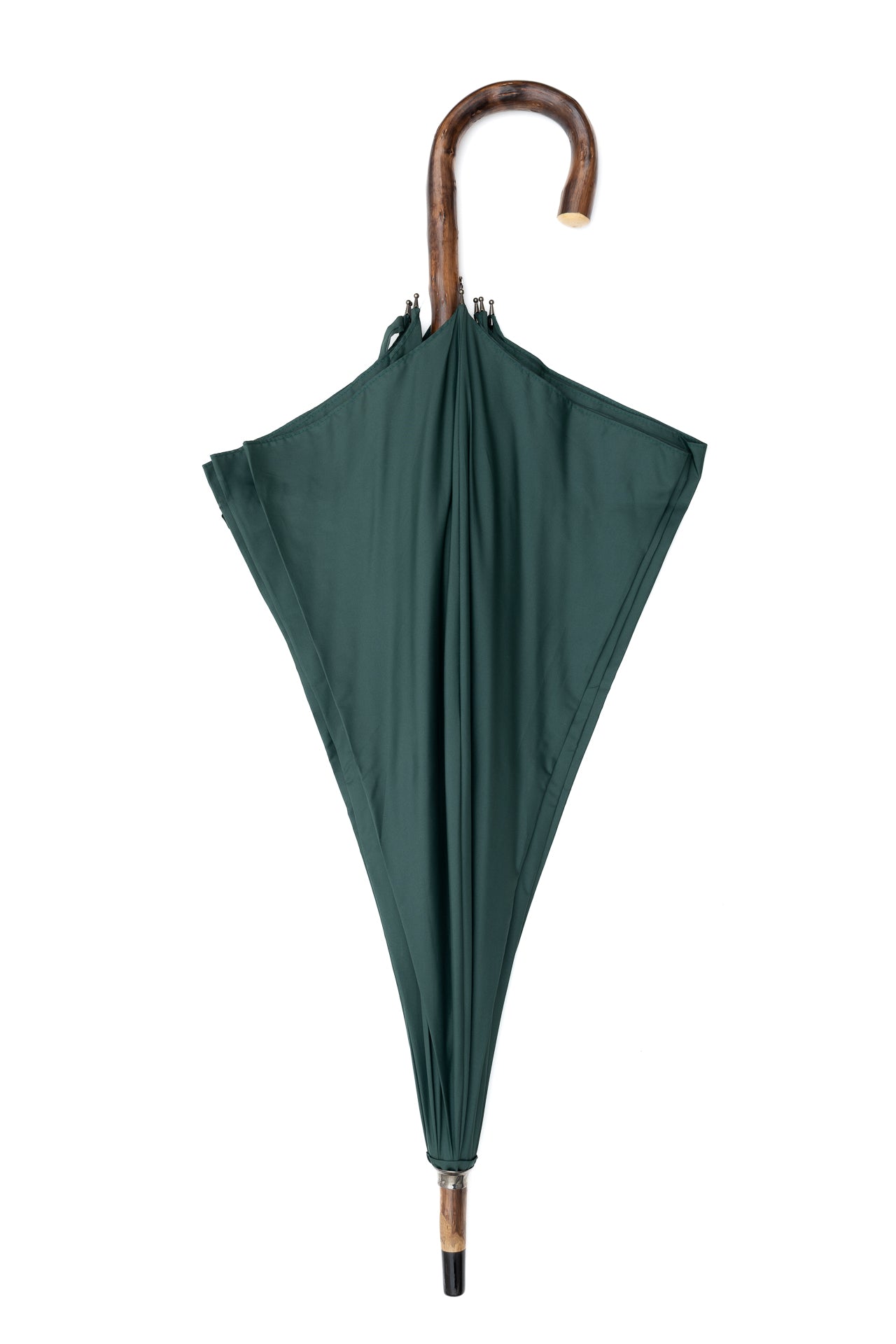Mario Talarico Green Umbrella in Smooth Fabric with Chestnut Wood