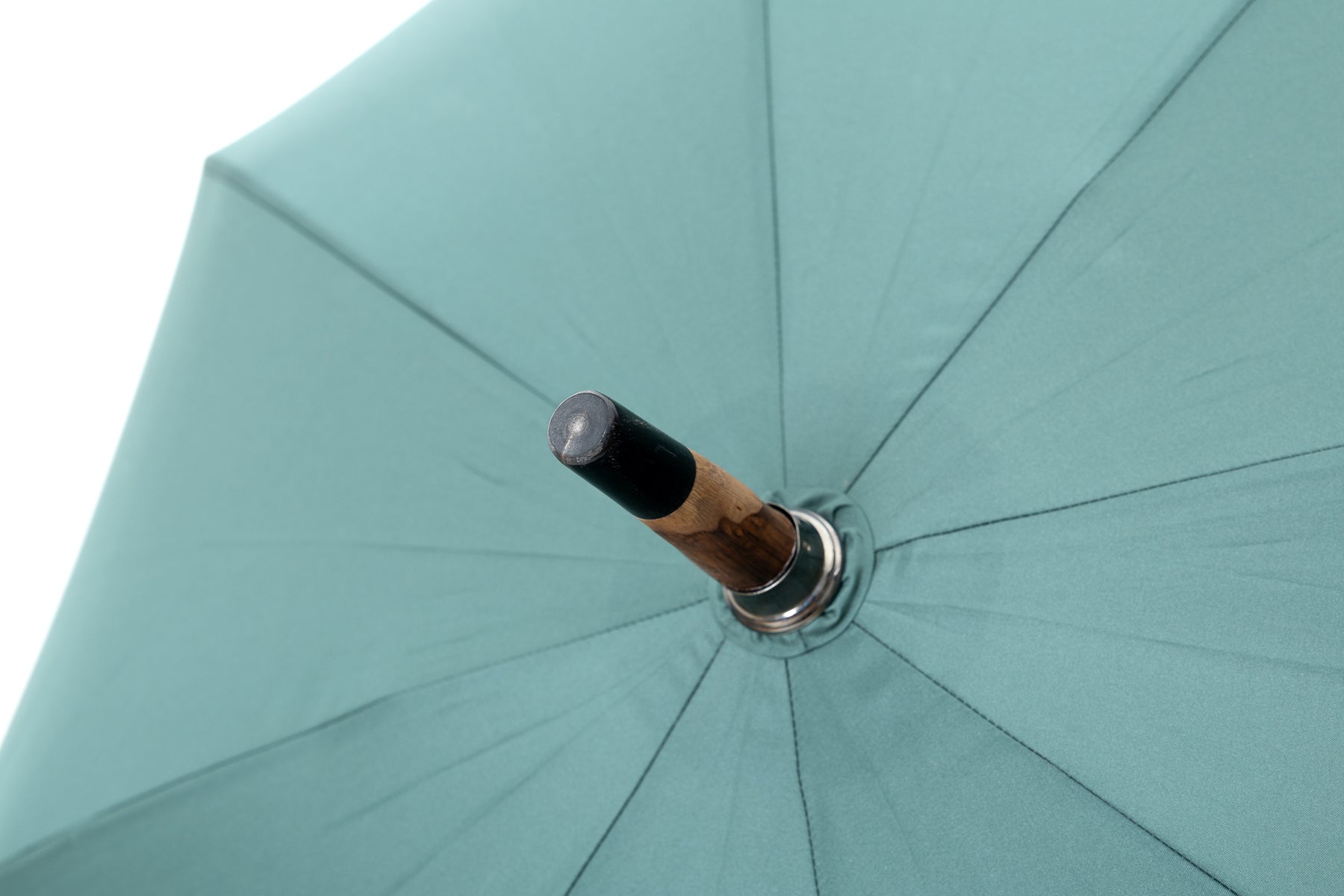 Mario Talarico Green Umbrella in Smooth Fabric with Chestnut Wood