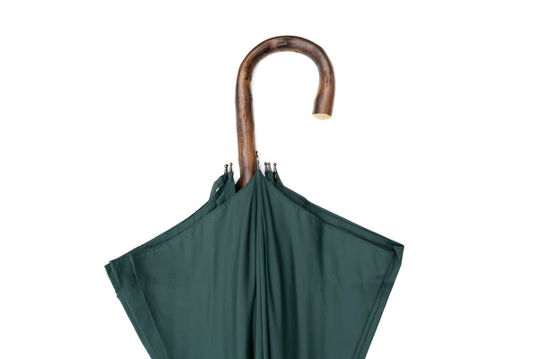 Mario Talarico Green Umbrella in Smooth Fabric with Chestnut Wood