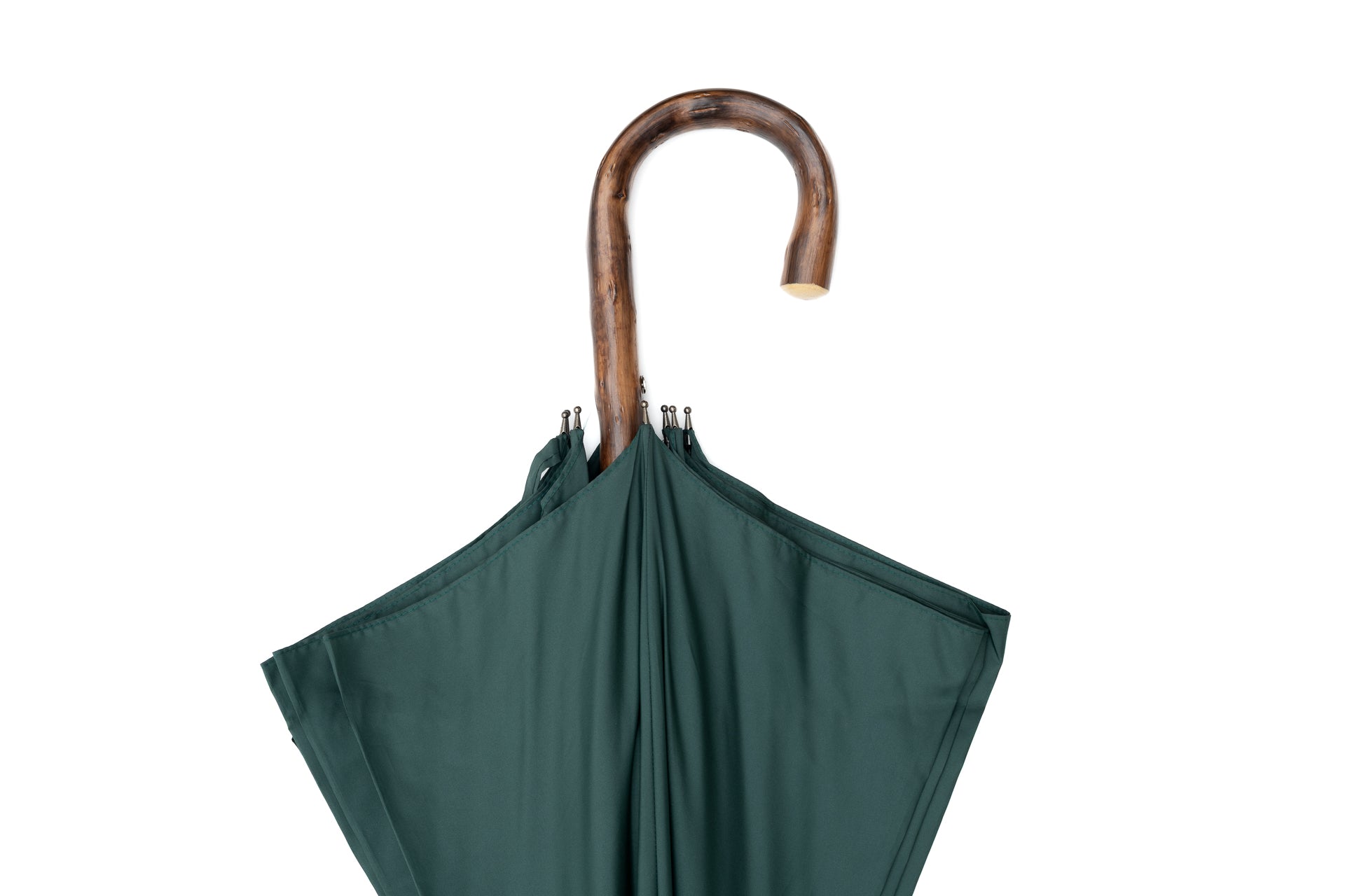 Mario Talarico Green Umbrella in Smooth Fabric with Chestnut Wood
