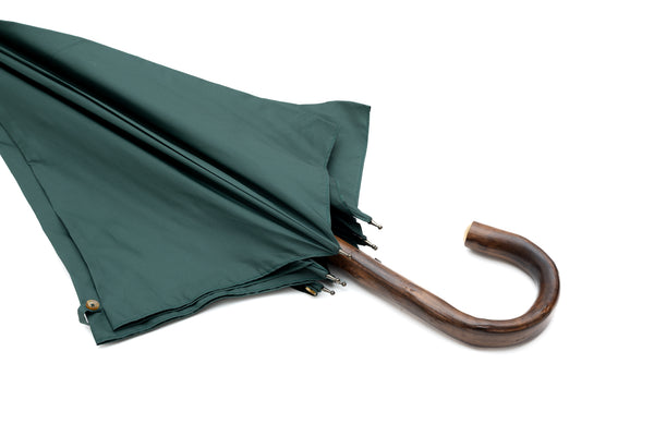 Mario Talarico Green Umbrella in Smooth Fabric with Chestnut Wood