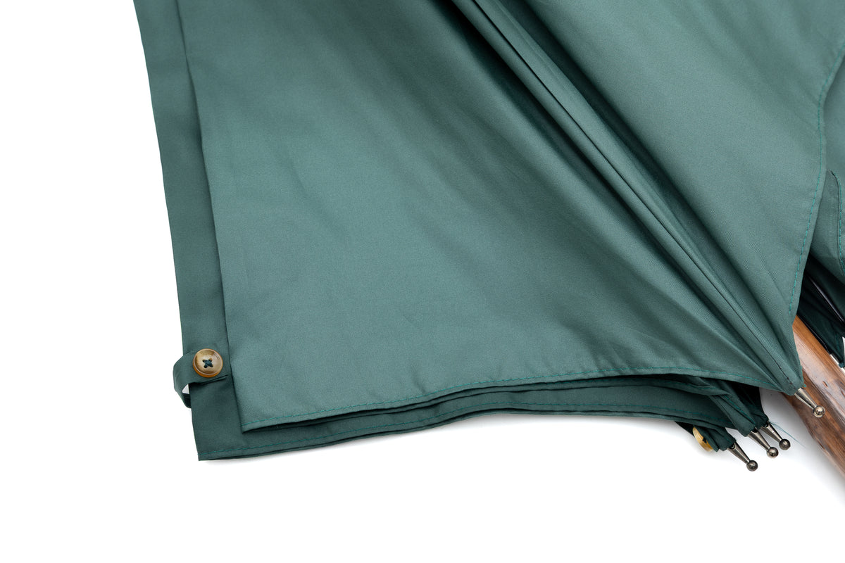 Mario Talarico Green Umbrella in Smooth Fabric with Chestnut Wood