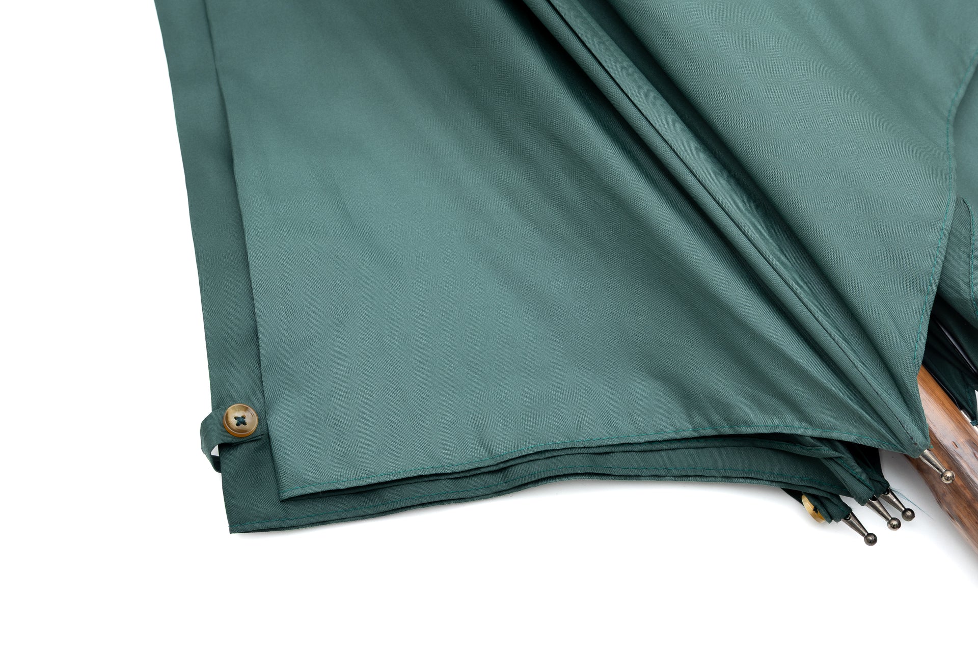 Mario Talarico Green Umbrella in Smooth Fabric with Chestnut Wood
