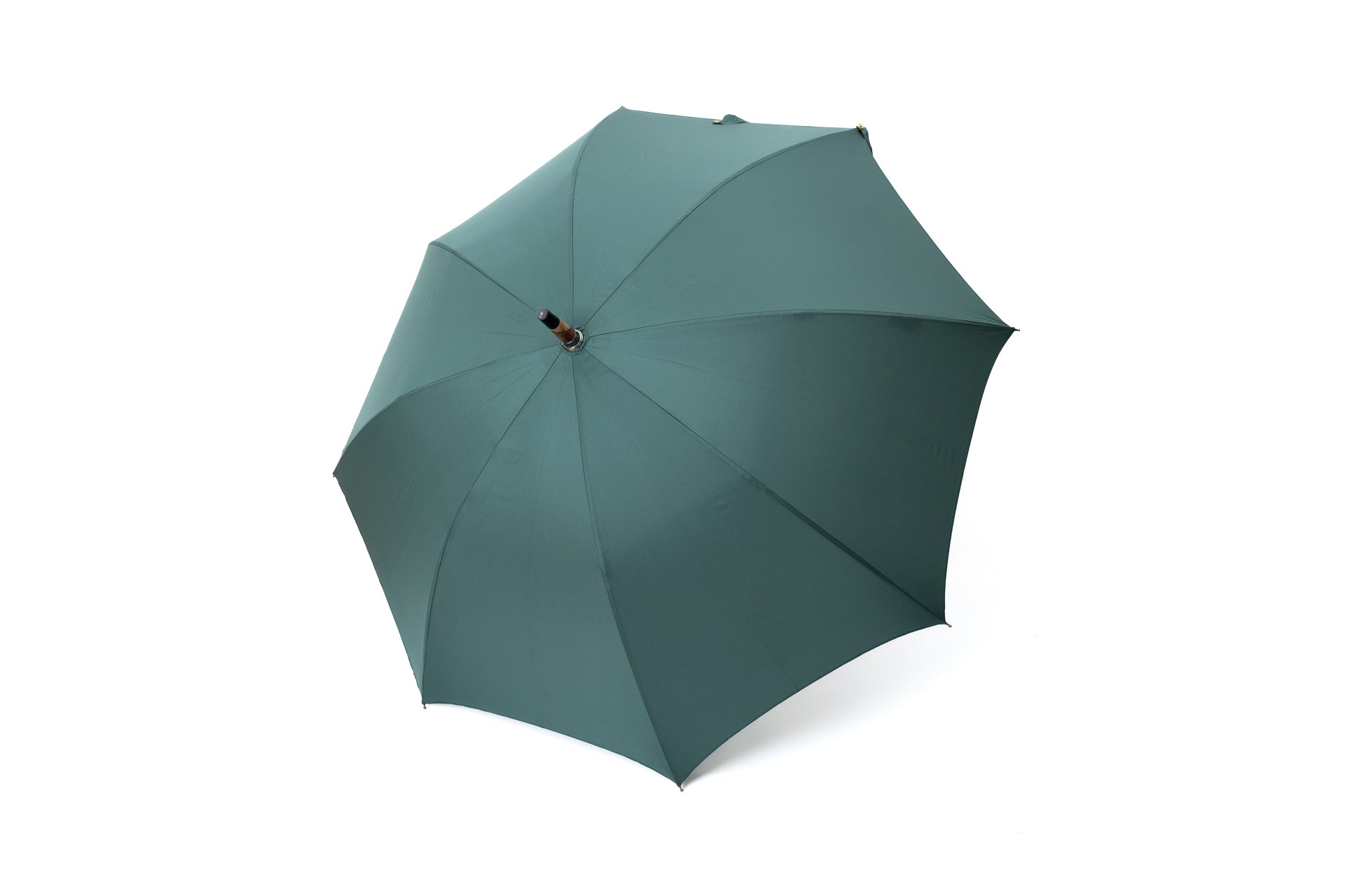 Mario Talarico Green Umbrella in Smooth Fabric with Chestnut Wood