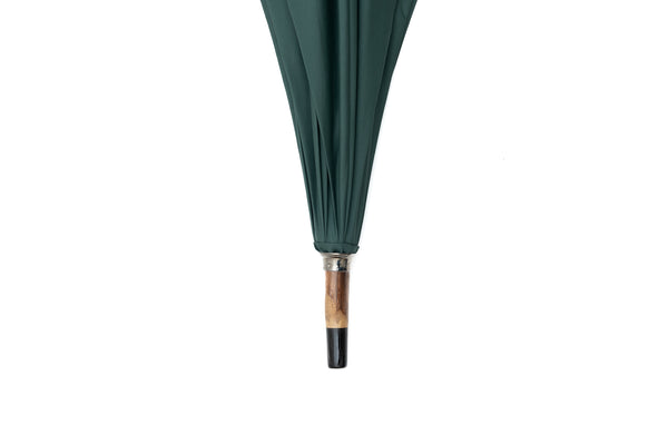 Mario Talarico Green Umbrella in Smooth Fabric with Chestnut Wood