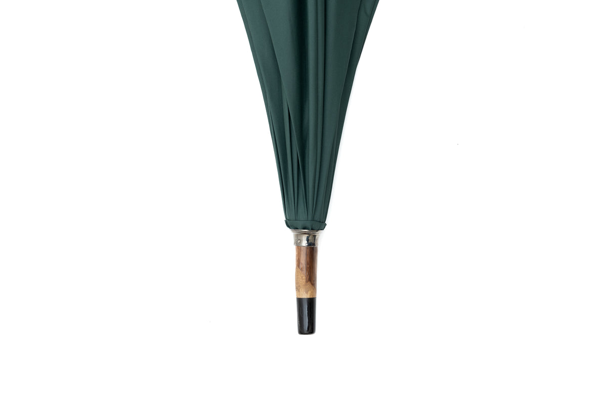 Mario Talarico Green Umbrella in Smooth Fabric with Chestnut Wood