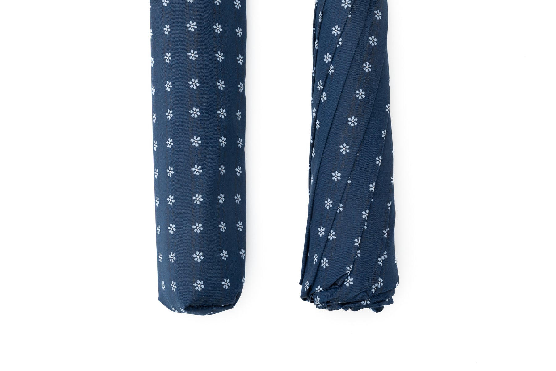 Mario Talarico Blue Floral Folding Umbrella with Bamboo Handle