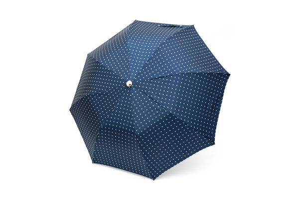 Mario Talarico Blue Floral Folding Umbrella with Bamboo Handle