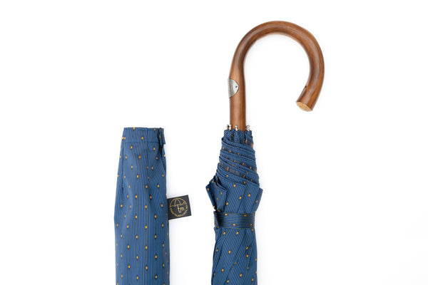 Mario Talarico Foldable Umbrella Blue Chestnut Handle