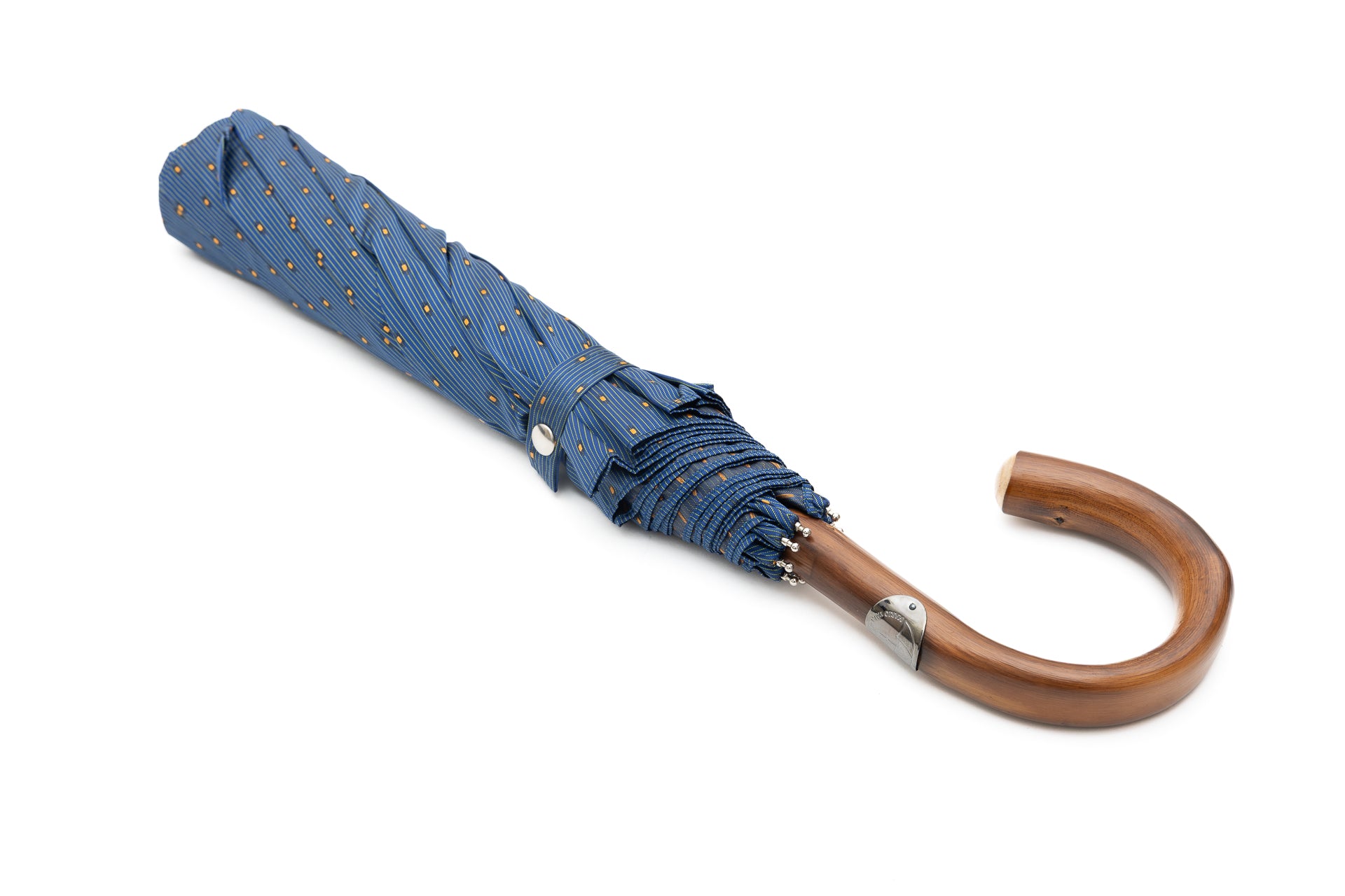 Mario Talarico Foldable Umbrella Blue Chestnut Handle