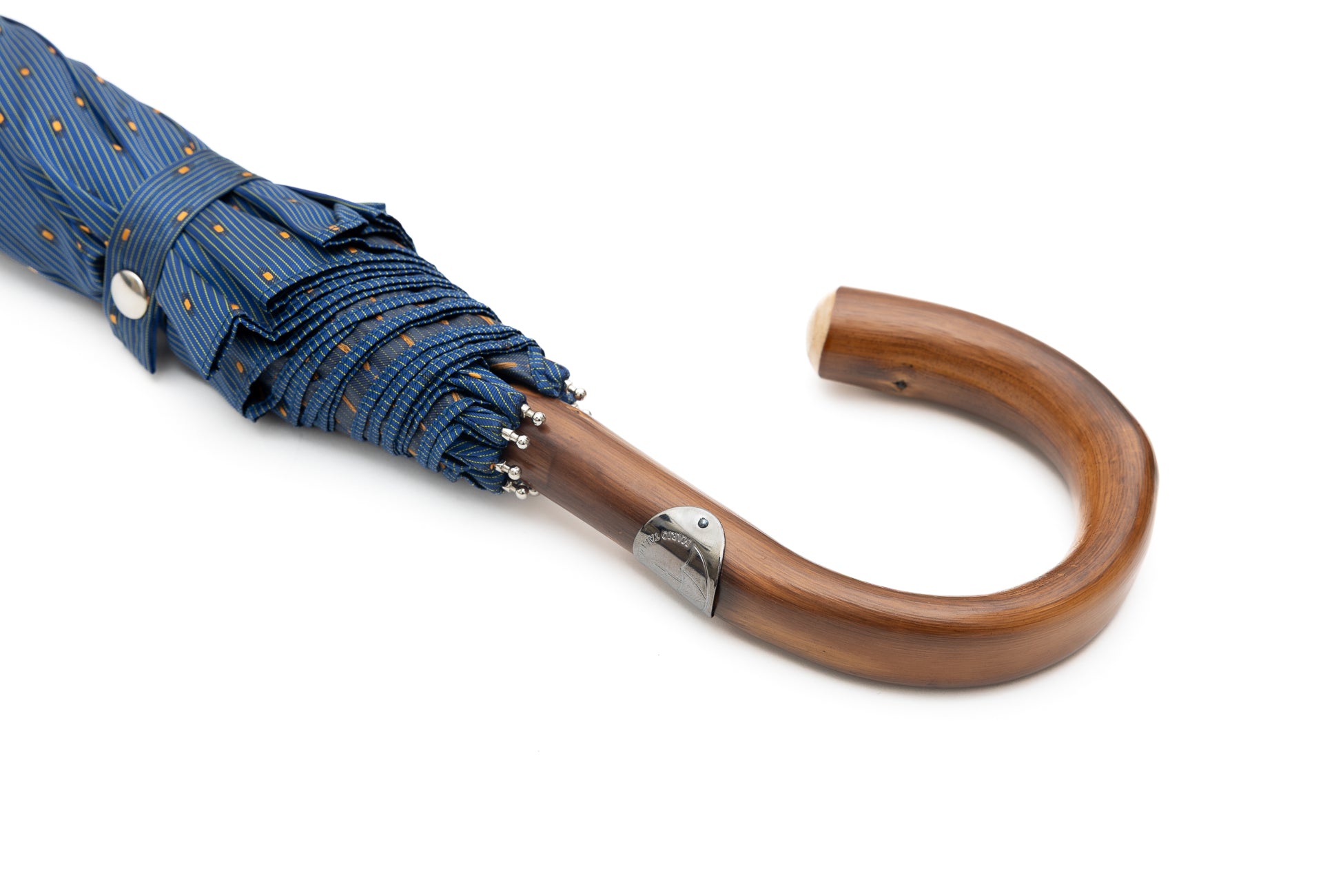 Mario Talarico Foldable Umbrella Blue Chestnut Handle