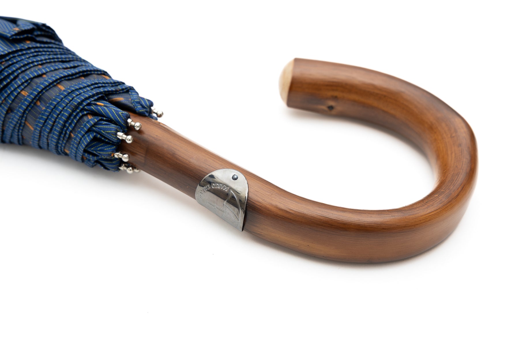Mario Talarico Foldable Umbrella Blue Chestnut Handle