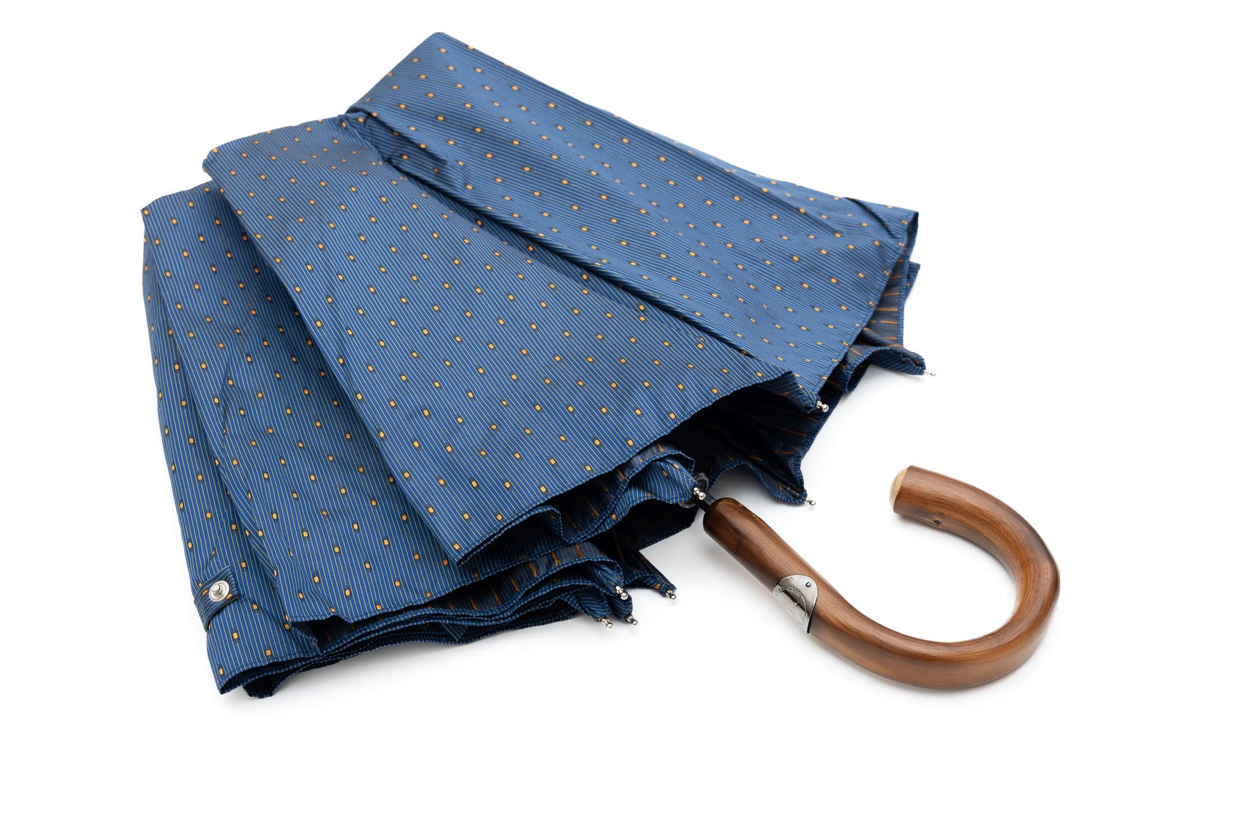 Mario Talarico Foldable Umbrella Blue Chestnut Handle