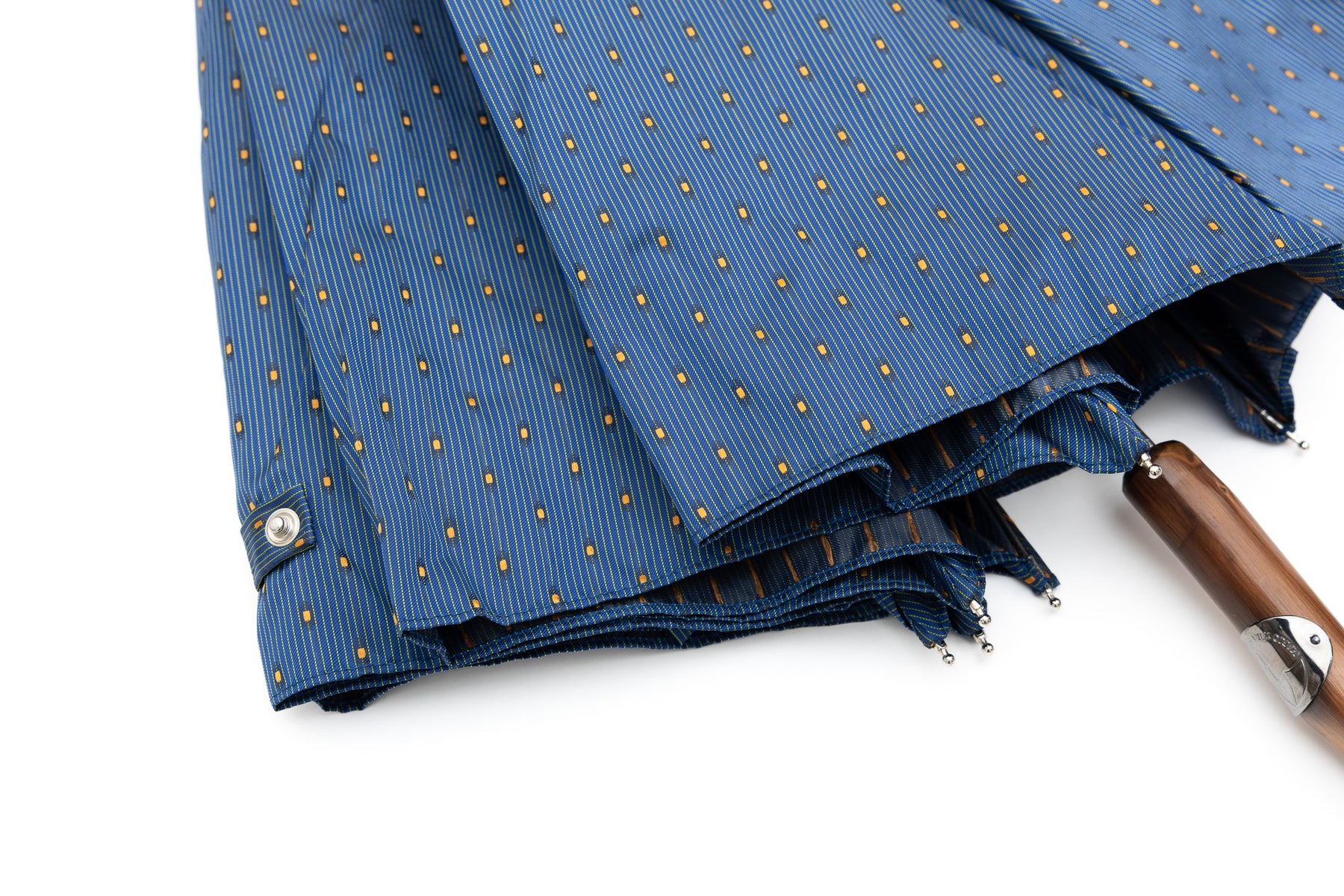 Mario Talarico Foldable Umbrella Blue Chestnut Handle