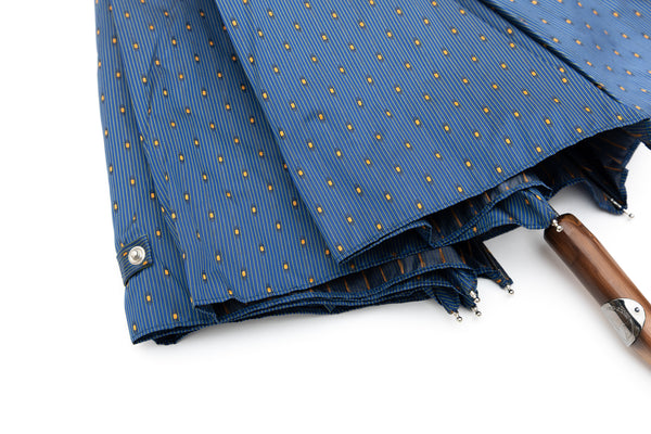 Mario Talarico Foldable Umbrella Blue Chestnut Handle