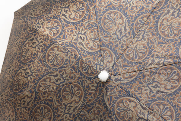 Mario Talarico Foldable Umbrella in Paisley Pattern with Chestnut Handle