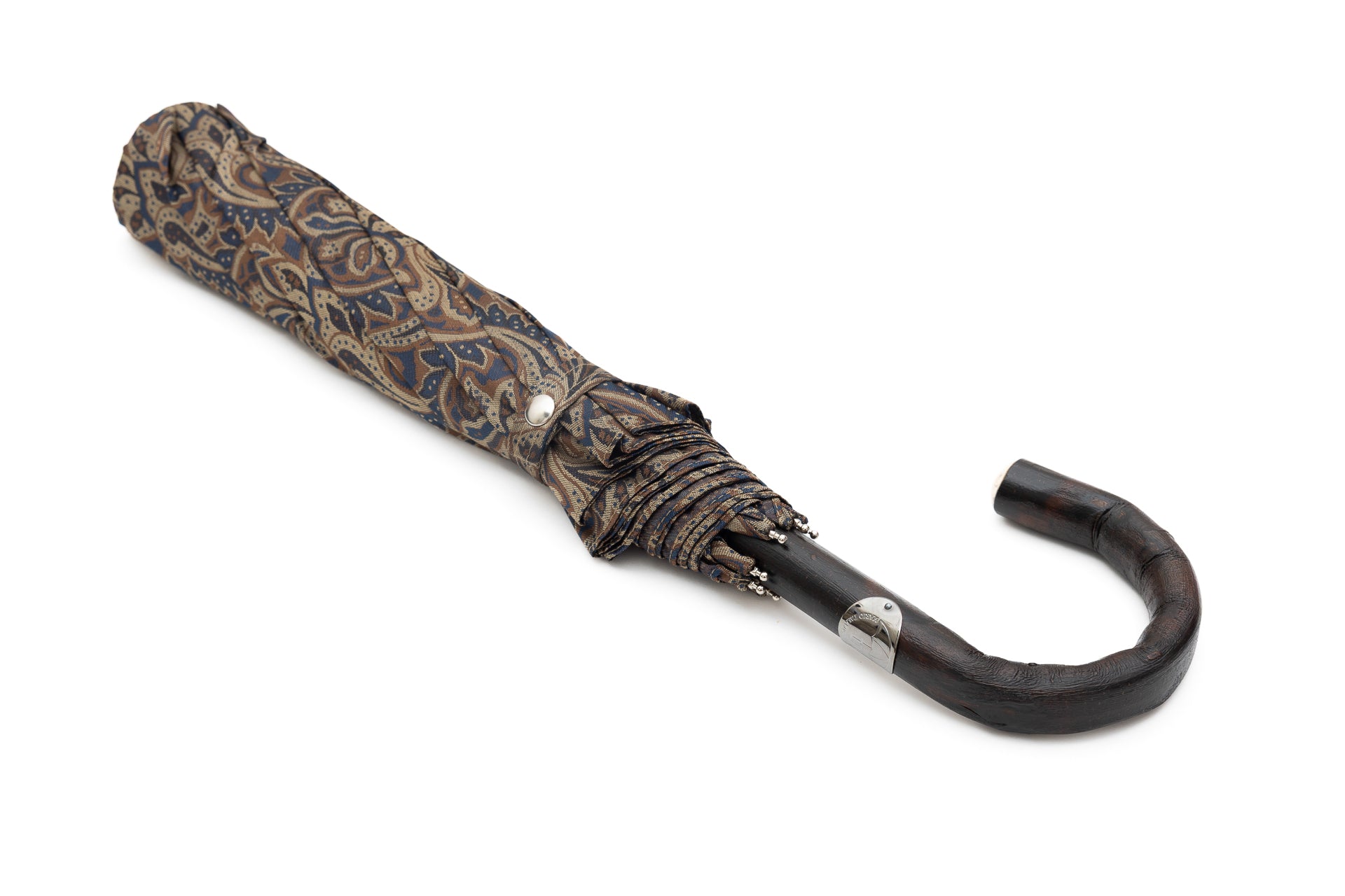 Mario Talarico Foldable Umbrella in Paisley Pattern with Chestnut Handle