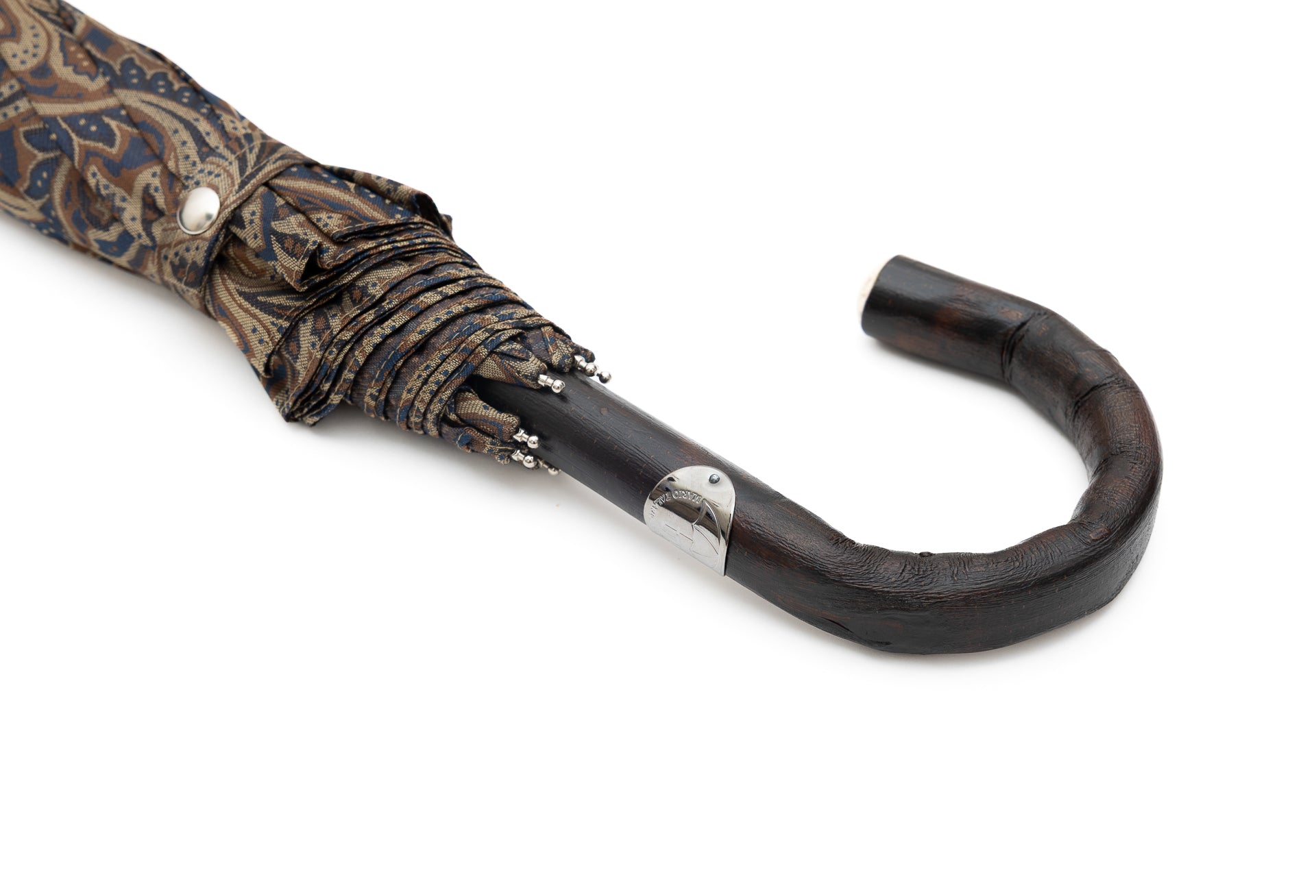 Mario Talarico Foldable Umbrella in Paisley Pattern with Chestnut Handle