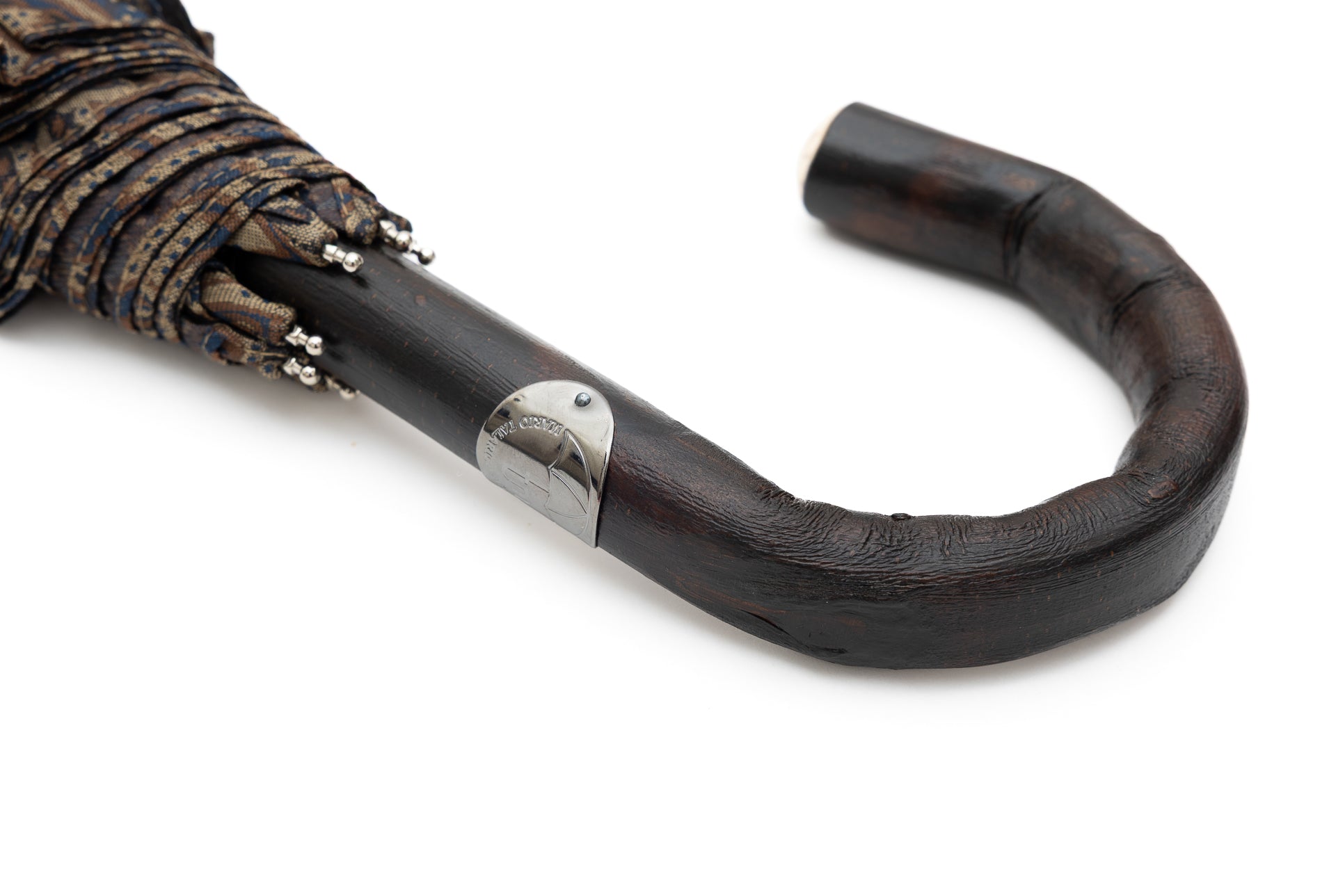 Mario Talarico Foldable Umbrella in Paisley Pattern with Chestnut Handle