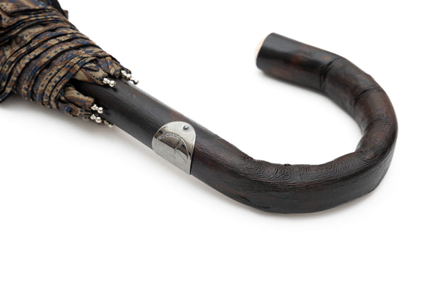 Mario Talarico Foldable Umbrella in Paisley Pattern with Chestnut Handle