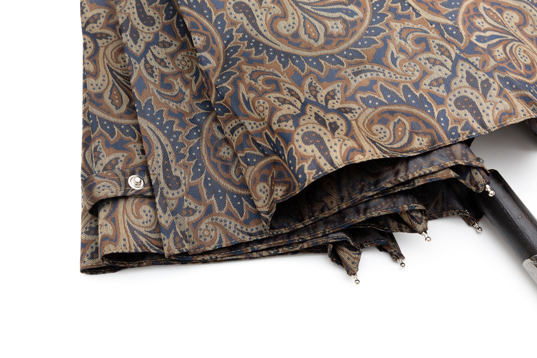 Mario Talarico Foldable Umbrella in Paisley Pattern with Chestnut Handle