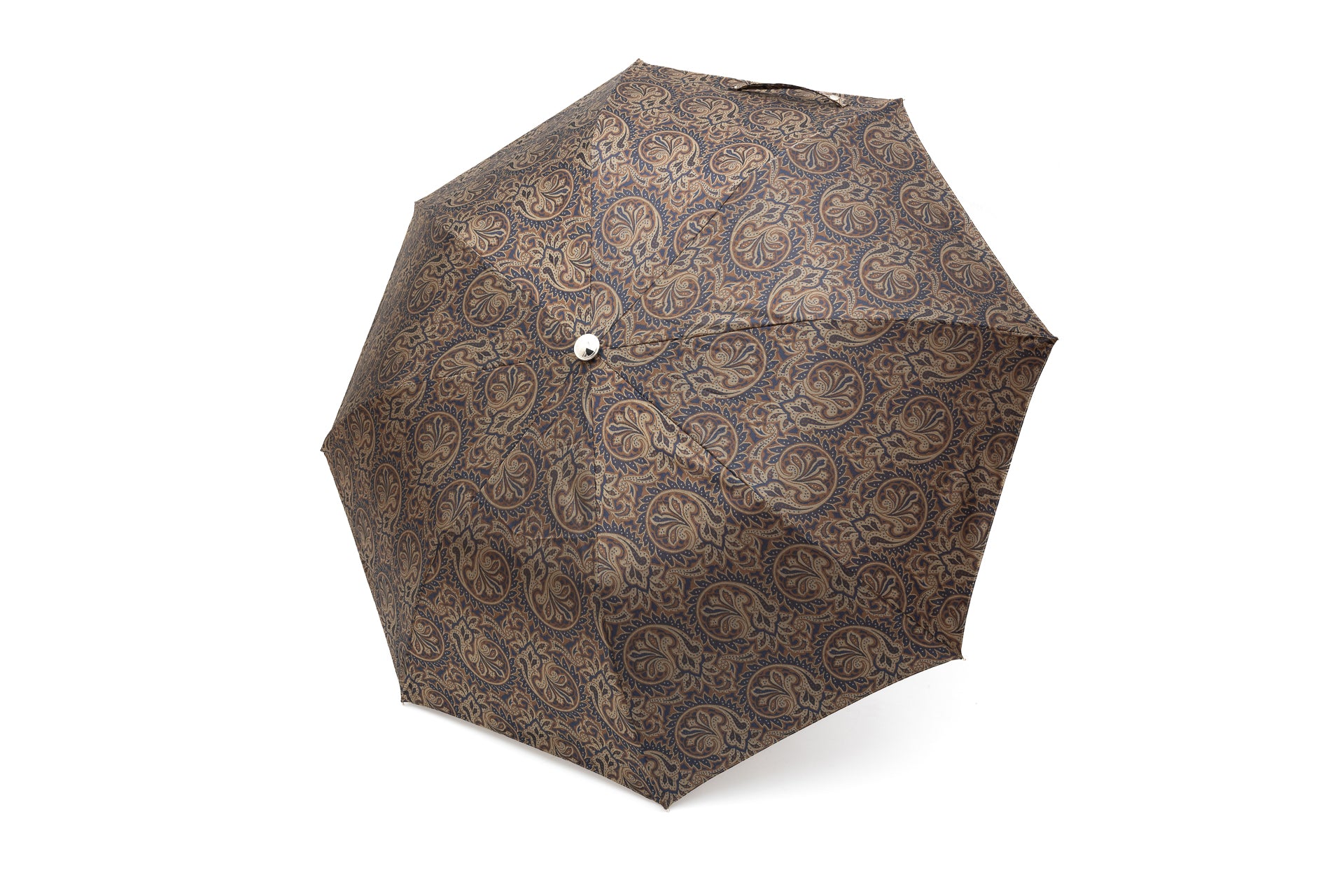 Mario Talarico Foldable Umbrella in Paisley Pattern with Chestnut Handle