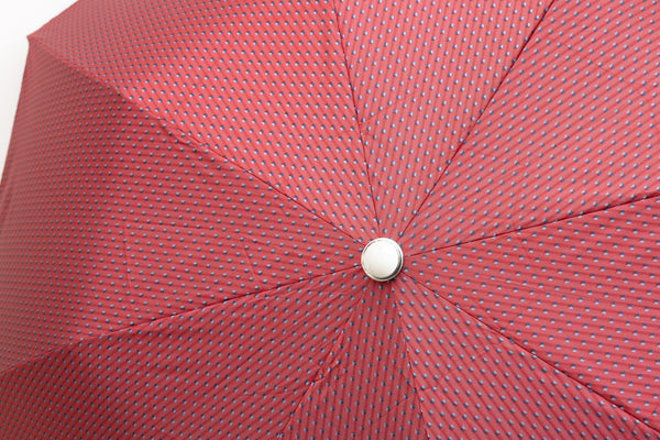 Mario Talarico Dark Pink Geometric Pattern Folding Umbrella with Hickory Handle
