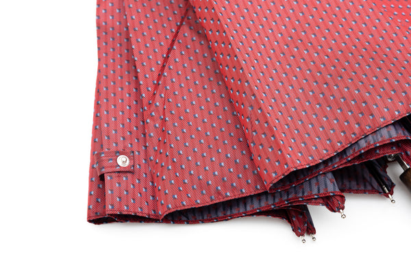 Mario Talarico Dark Pink Geometric Pattern Folding Umbrella with Hickory Handle