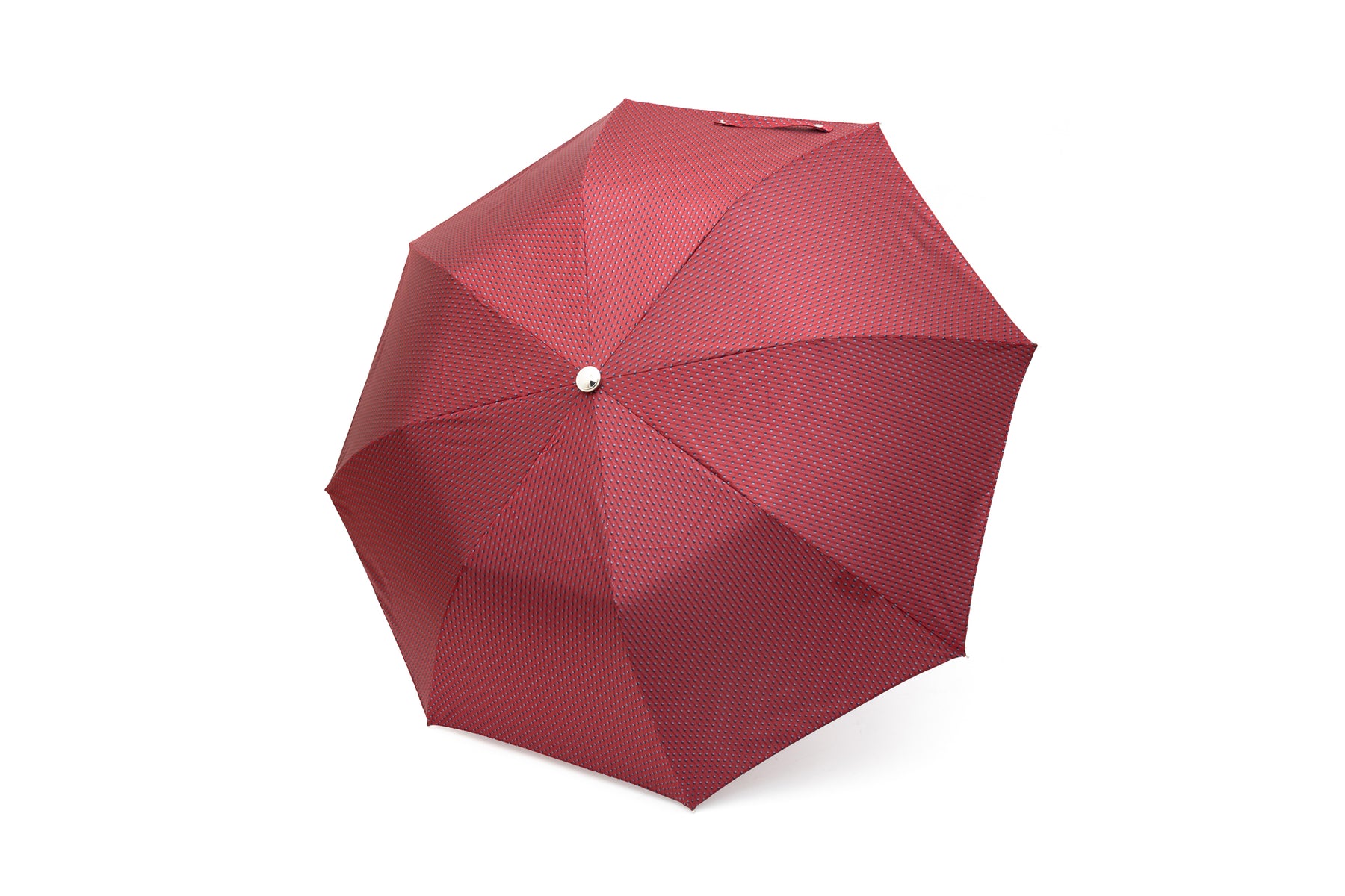 Mario Talarico Dark Pink Geometric Pattern Folding Umbrella with Hickory Handle