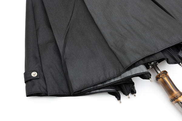 Mario Talarico Black Folding Umbrella with Bamboo Handle