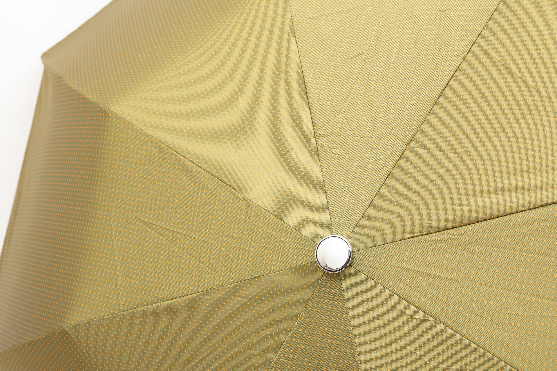 Mario Talarico Green Polka Dot Folding Umbrella with Bamboo Handle