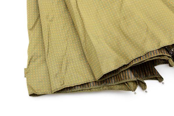 Mario Talarico Green Polka Dot Folding Umbrella with Bamboo Handle