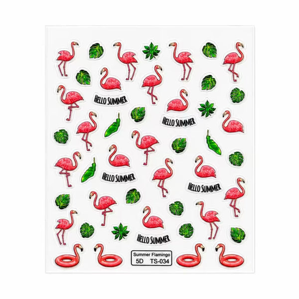 3D Nail Stickers Flamingo Summer