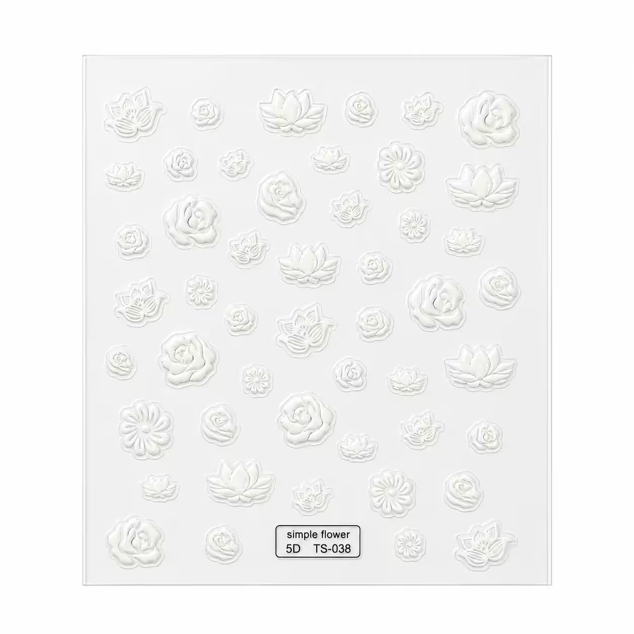 3D Nail Stickers White Flower Motifs