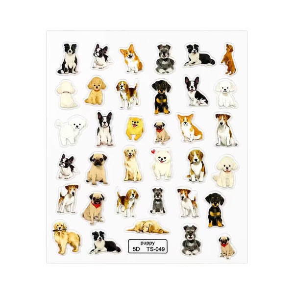3D Nail Stickers Cute Dog Designs