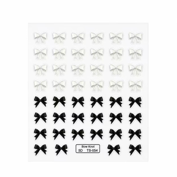 3D Nail Stickers Bows in White and Black