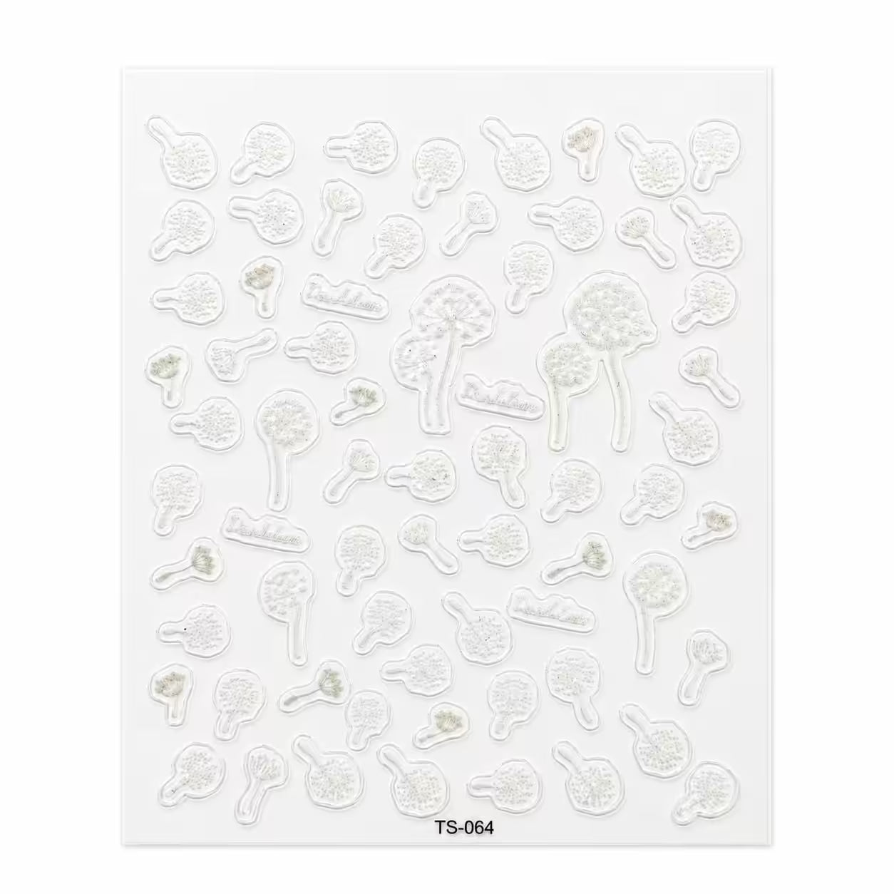 3D Nail Stickers Delicate White Dandelions
