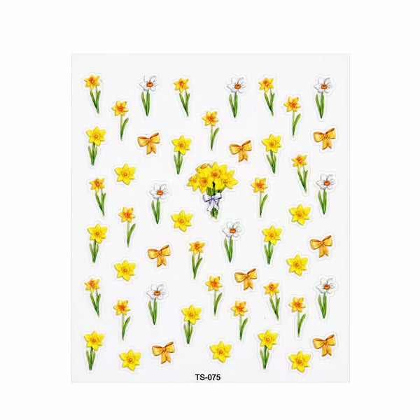 3D Nail Stickers Yellow Spring Flowers
