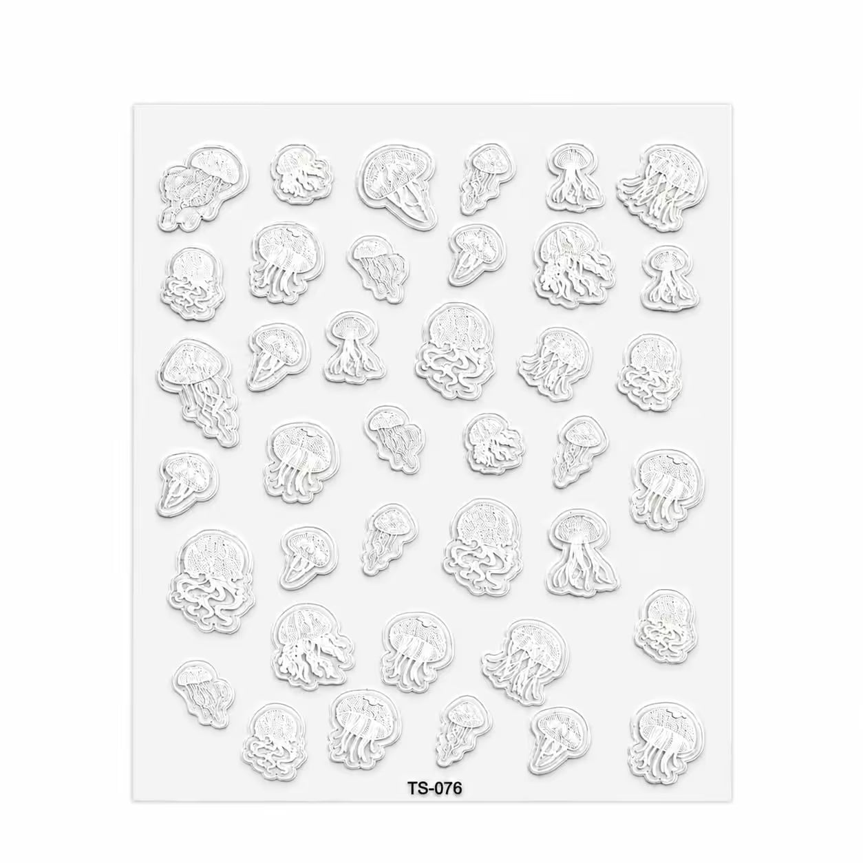 3D Nail Stickers White Sea Jellyfish