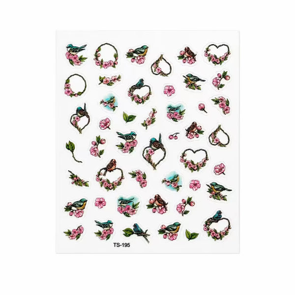 3D Nail Stickers Romantic Bird Motifs