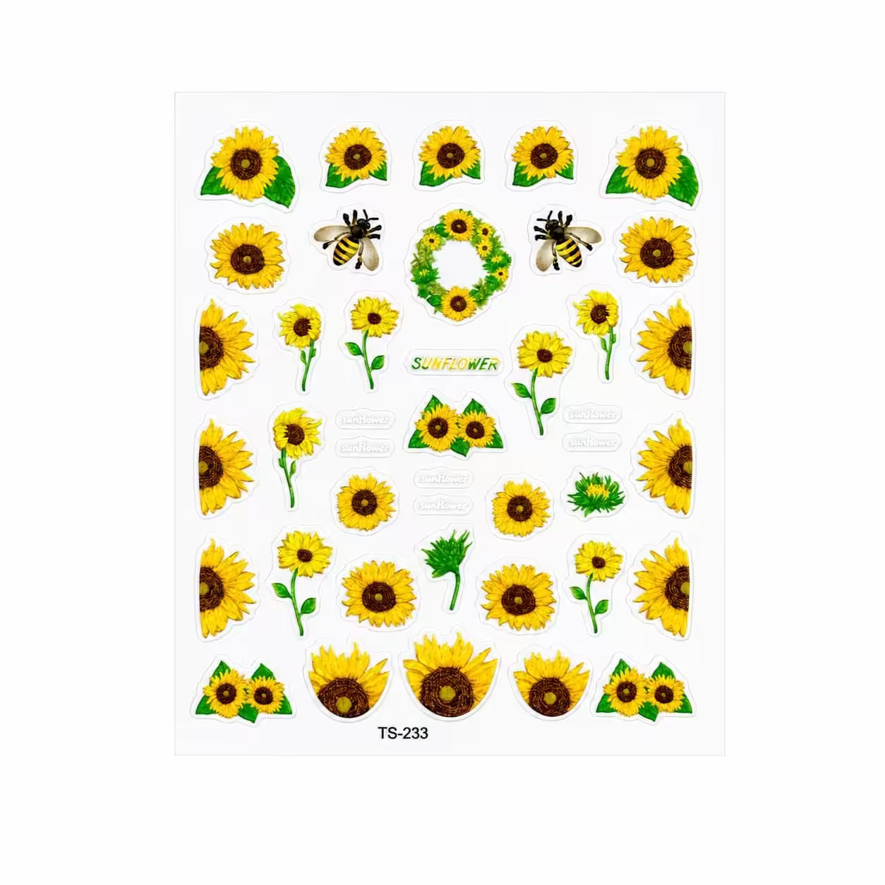 3D Nail Stickers Sunflowers and Bees