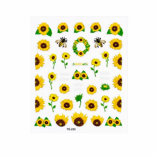 3D Nail Stickers Sunflowers and Bees