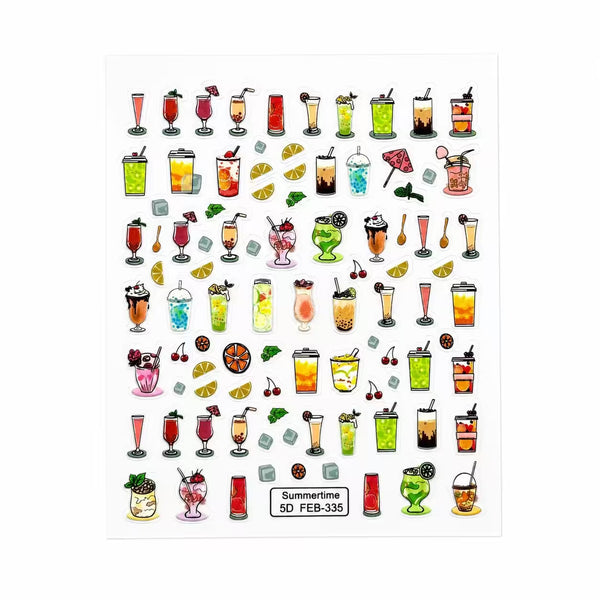 3D Nail Stickers Summer Cocktails