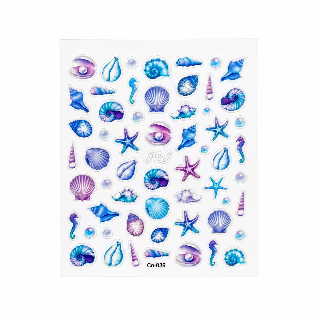 3D Nail Stickers Colorful Seashells and Starfish