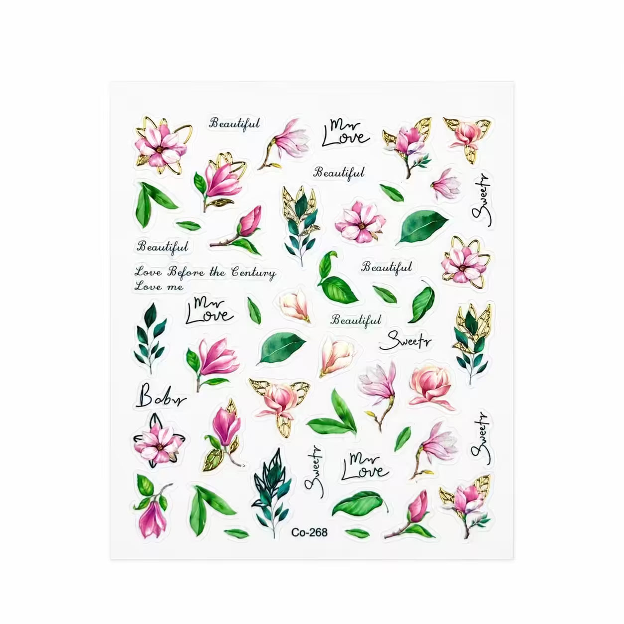 3D Nail Stickers Elegant Magnolia Blossoms